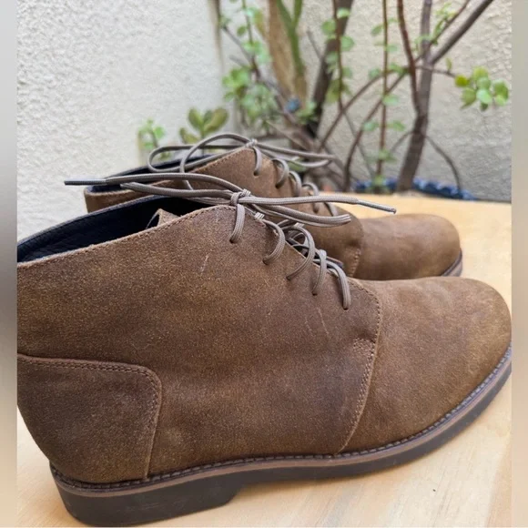 Men's Brown Suede Lace-Up Chukka Boots - Waxed Leather - Picture 4 of 14